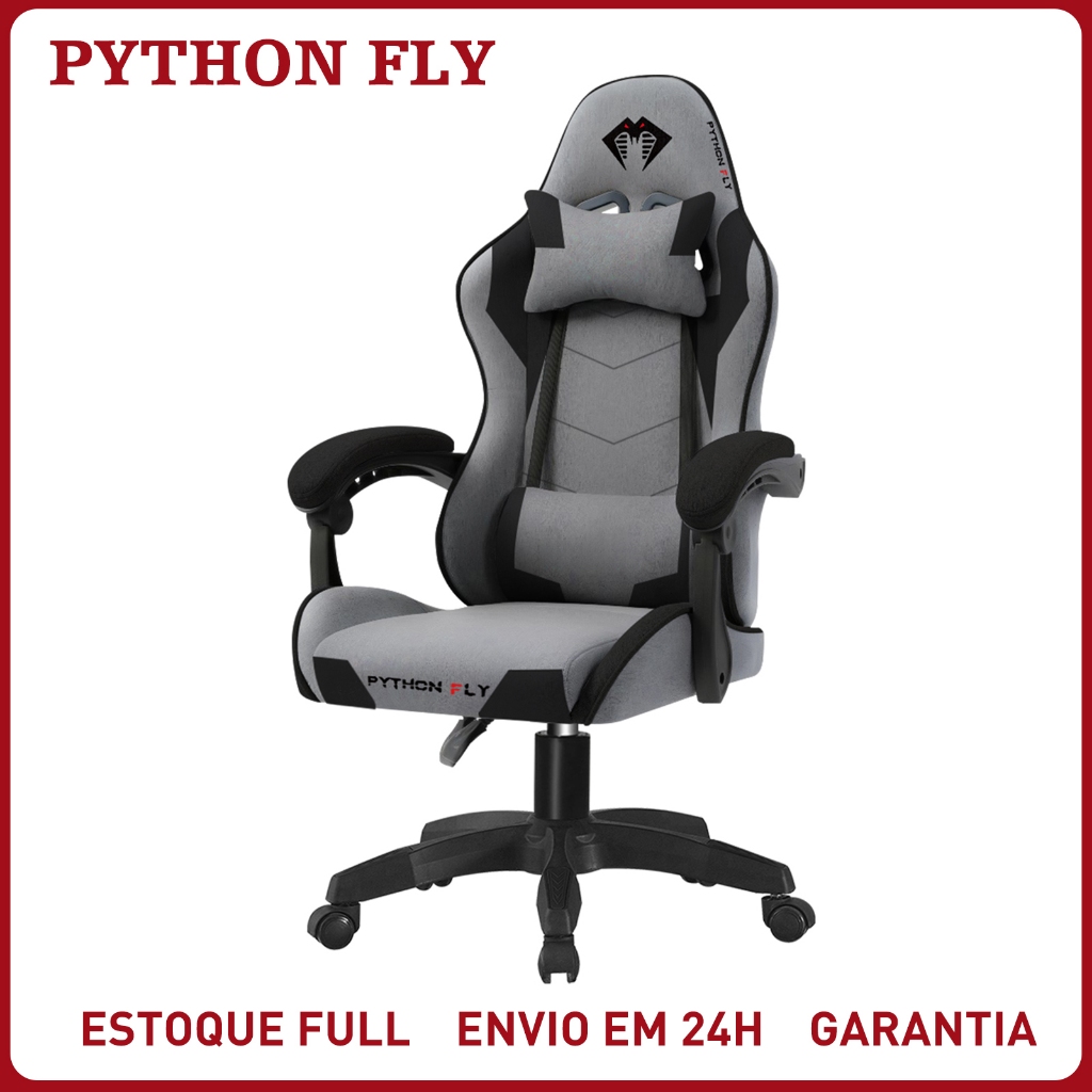Cadeira Gamer Ergonômica Reclinável Tecido Respirável - Suporte 150kg, Apoio Lombar e Pés, Base Metálica