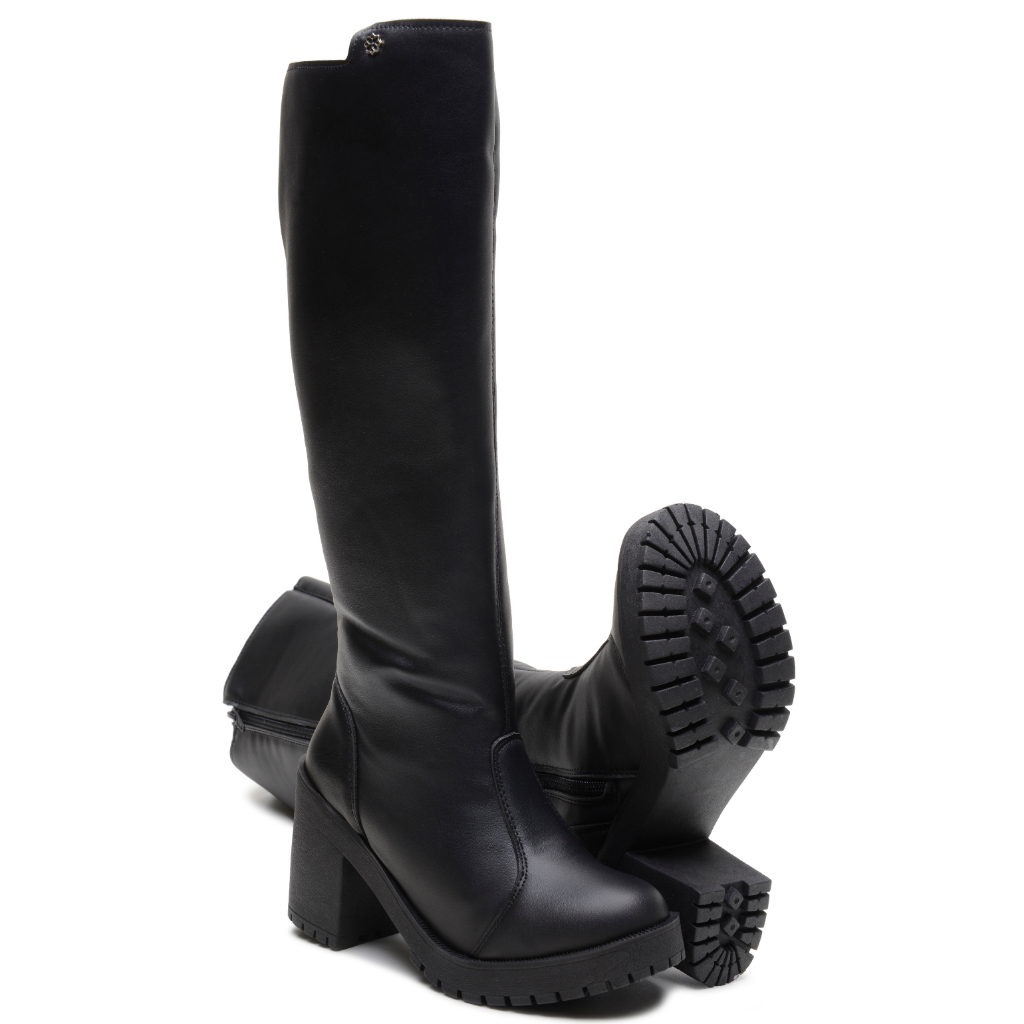 Bota Cano Alto Feminina Longa Festa Junina São João Inverno Frio Salto ...
