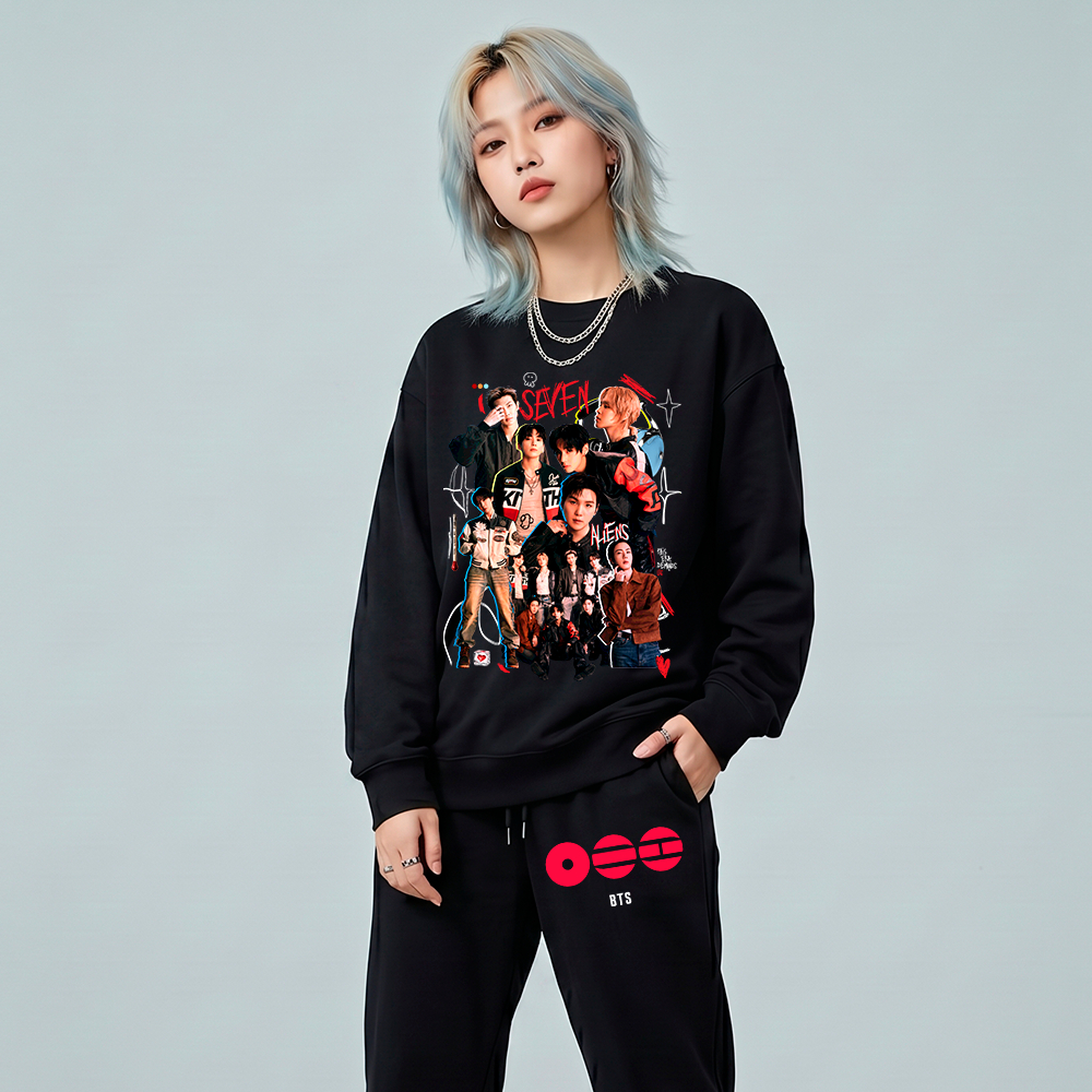 Kit Conjunto Moletom e Calça Jogger BTS Bangtan Boys K-pop Tour