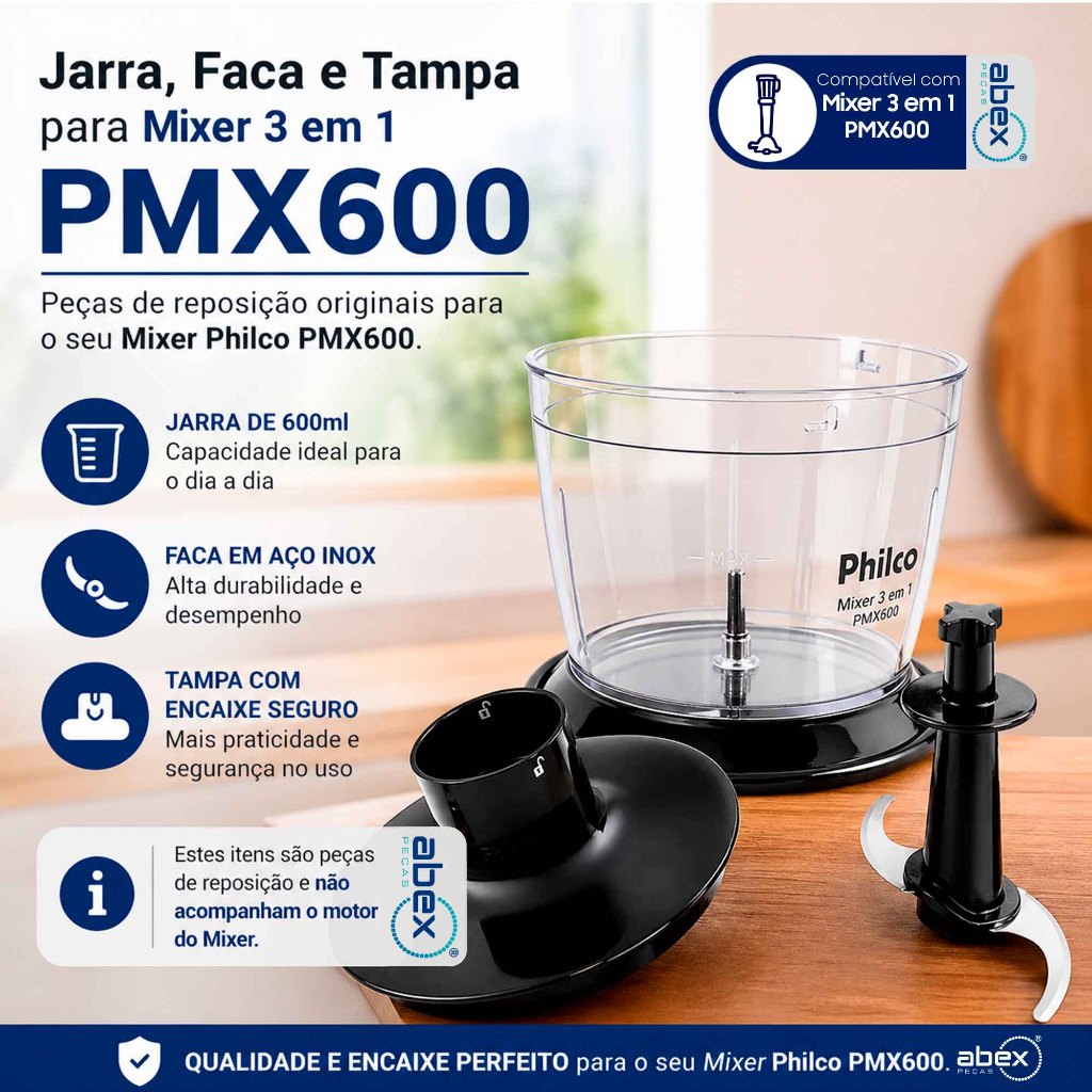 Jarra Plástica Processador Mixer 3 em 1 Philco PMX600 Jarra Com