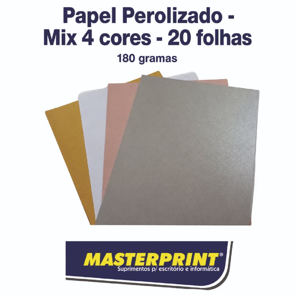 Imprima e Brilhe - Papel Perolizado 180g Mix 4 Cores A4 - 20 Folhas ...