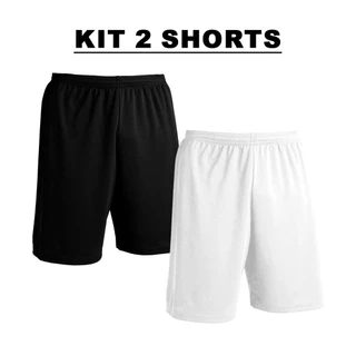 Kit 2 - Calção Shorts Bermuda de Futebol Liso Cores Esportes Caminhada Musculação Secagem Rápida