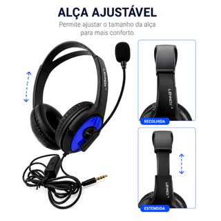 Headset Gamer Com Fio Microfone Fone De Ouvido P2 Preto Ps4 Xbox Pc Celular Jogos