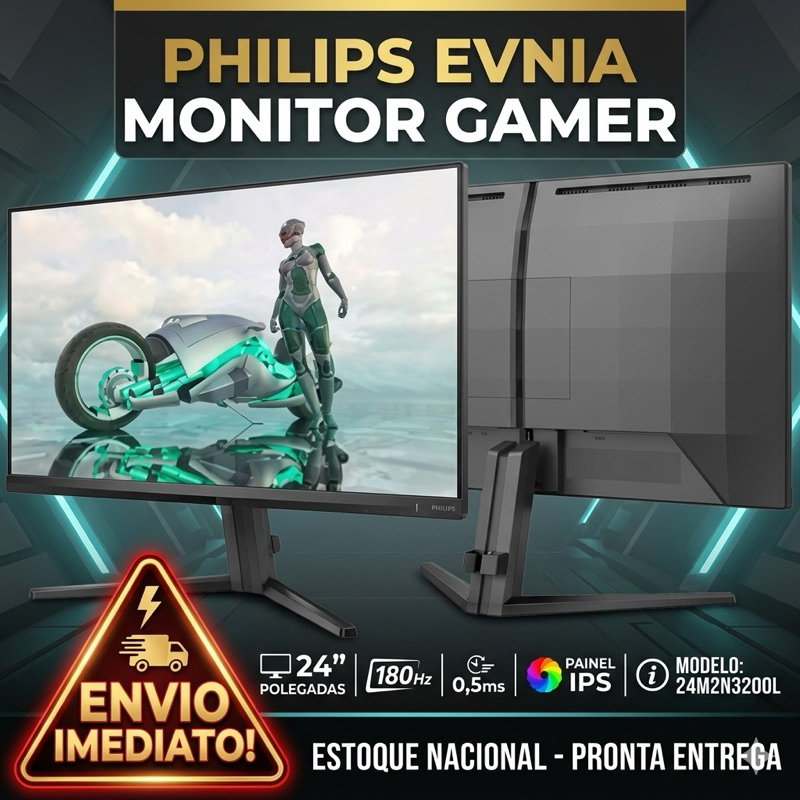Monitor Gamer Philips Evnia 24 Polegadas 180Hz 0,5ms IPS