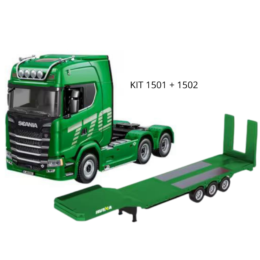 Kit Huina 1501 +1502 Scania 770s Controle Remoto Tração 4x4 e