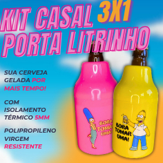 Kit Casal 2 Suporte De Cerveja Litrinho Long Neck 350ml Simpsons