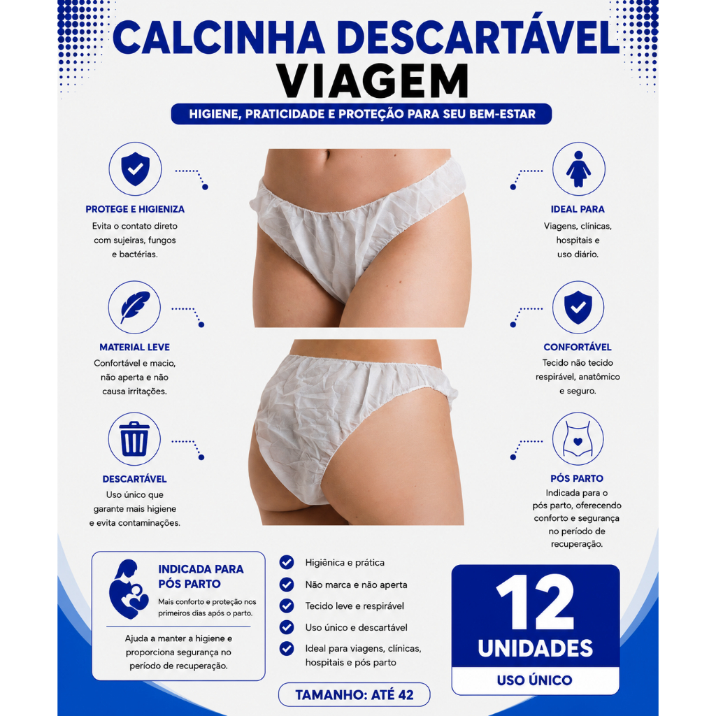 Calcinha TNT Descartável Feminina Pós Parto Viagem 12UN | Shopee Brasil