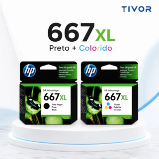 CARTUCHO DE TINTA HP 667XL PRETO E COLORIDO PARA USO EM 2376 2774 2776 6476