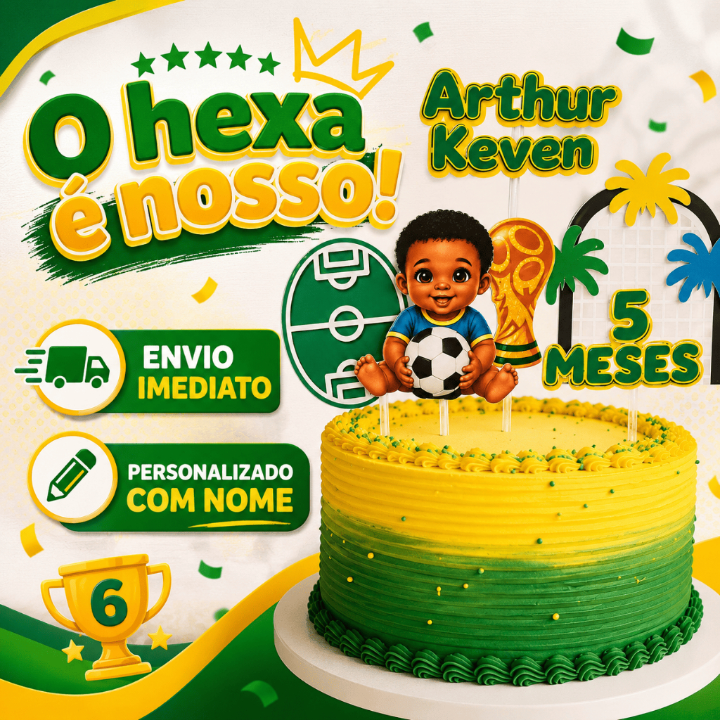 Topo/Topper de bolo personalizado Copa do Mundo | Shopee Brasil