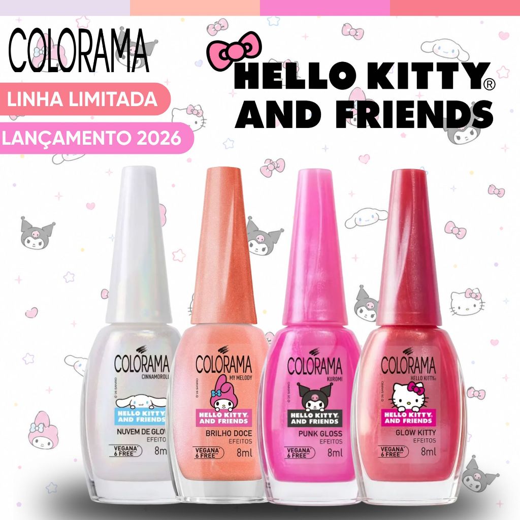 Kit Esmalte Colorama Hello Kitty And Friends Novas Cores Efeito Pó ...