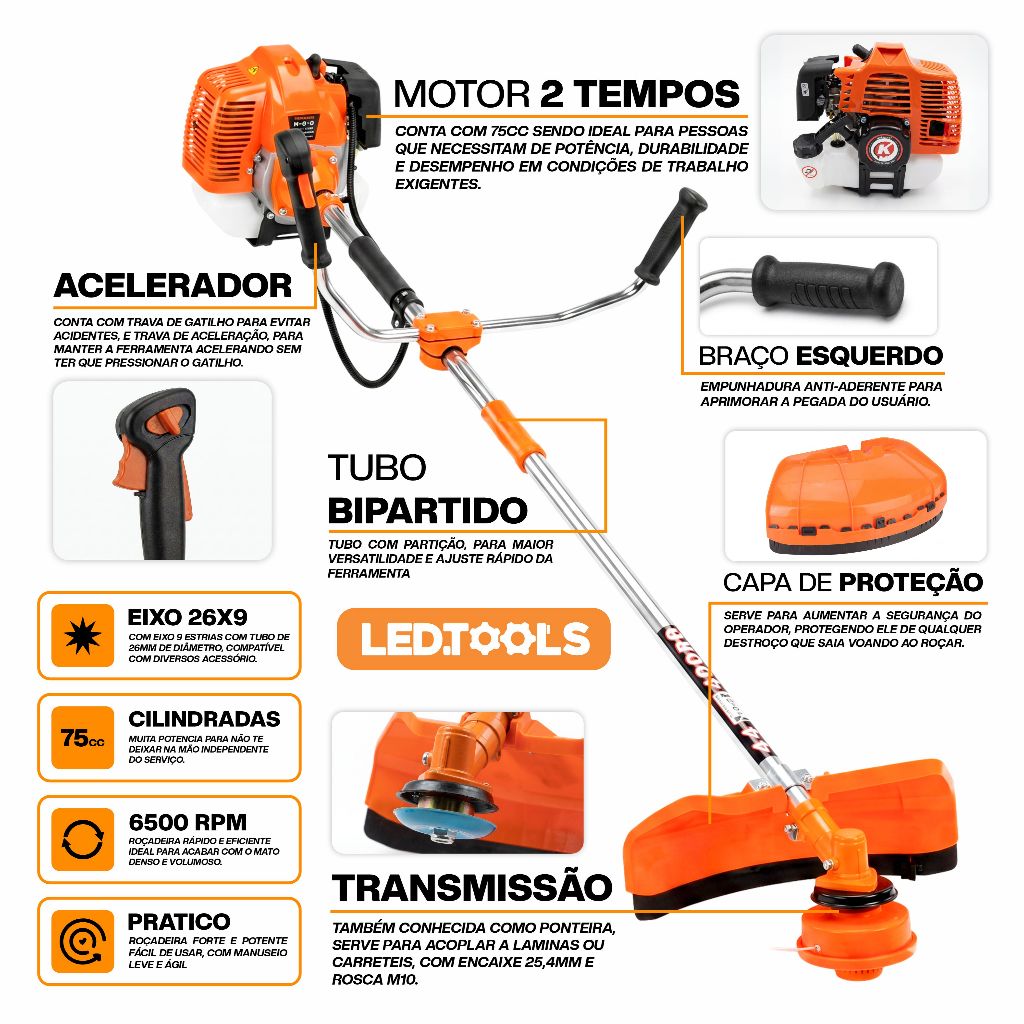 Roçadeira Nakasaki 4x1 Profissional Gasolina Japan 75cc 3hp Corta