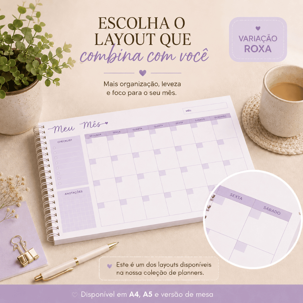 Planner Harmonia Multicor — Roxo