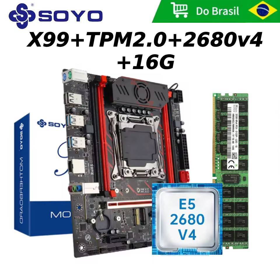 TERA② KIT SOYO PREMIERE X99 PLACA MÃE + TPM 2.0 + XEON 2680V4 + 16GB