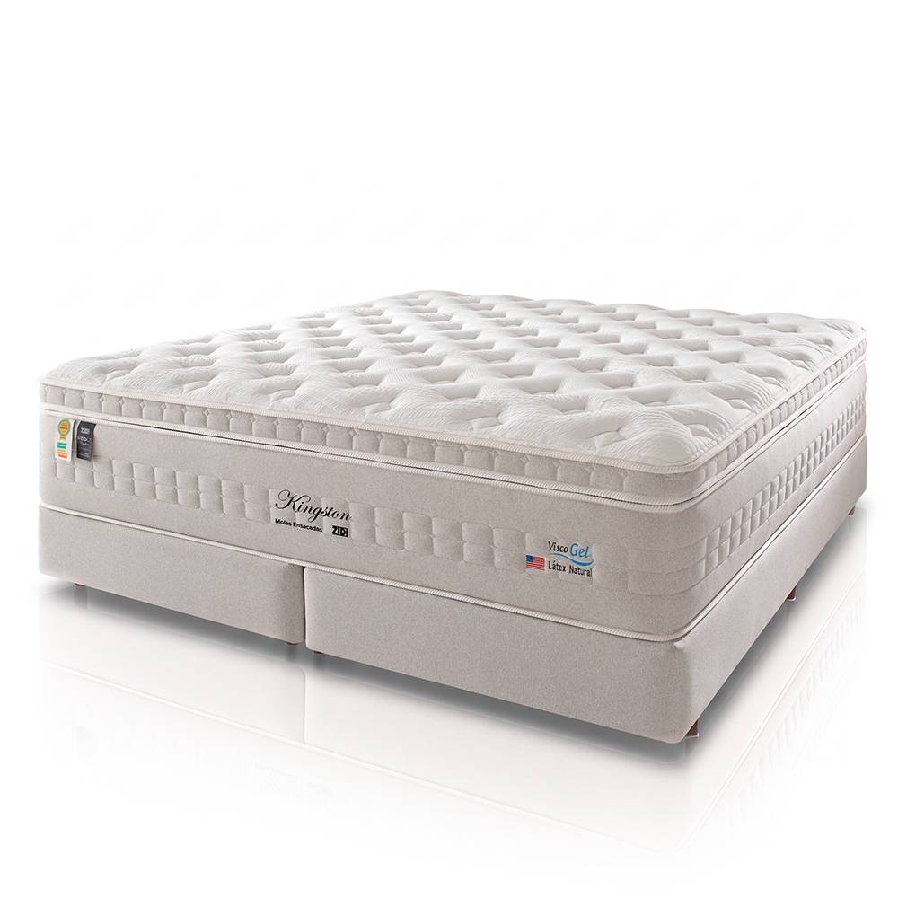 kingd X Cama Box King Bipartido Branco + Colchão Molas Ensacadas Zidi