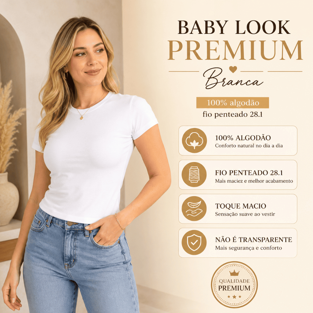 Baby look de algodão penteado