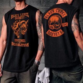 Regata Machão Masculina Oversized Algodão Black Label Society Metal Rock BLS Engines of Demolition