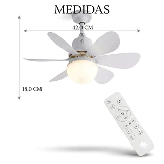 Lâmpada Ventilador Led 60W Bivolt 3 Velocidades Soquete E27 Luz Cor Branca Quente Fria e Neutra
