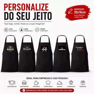 Avental Personalizado Oxford com Logo ou Foto | Uniforme Profissional | Cozinha | Barbearia | Cafeteria