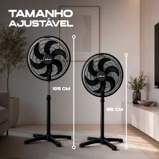 Ventilador 40Cm De Coluna Turbo 126W Preto