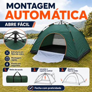 Barraca Automática 3 Pessoas para Camping Praia Pescaria com Mosquiteiro