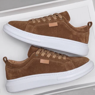 Tênis Masculino Sapatênis Camurça Social Casual Confortável Sola Alta Macio Promoção Envio Rápido
