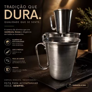 Kit 4 Caneca Chopp Alumínio 400ml Cerveja Bebida