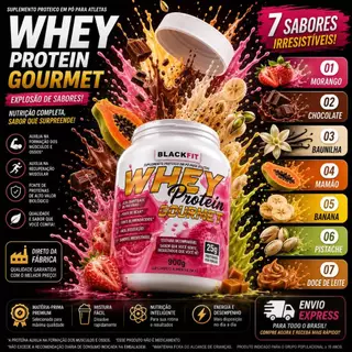 WHEY 900g O MAIS GOSTOSO DO BRASIL- DIVERSOS SABORES
