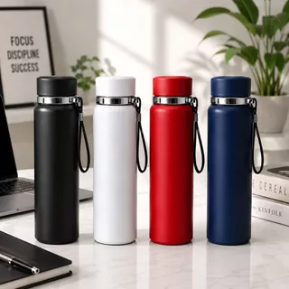 Garrafa Térmica 1000ml Antivazamento Inox SUS 316 com Alça 1 Litro Parede Dupla Quente Frio