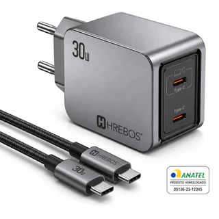 Carregador para celular 30W PowerTurbo compativel com diversas marcas e modelos original Hrebos Premium