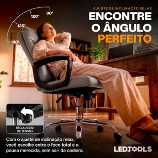 Cadeira Aura Led Tools Presidente - Encosto e Assento Estofado Inclina 150º Ergonômica
