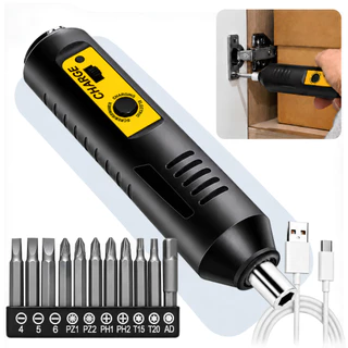 Parafusadeira Elétrica Reversível Base Magnética Recarregável USB 10 Bits CR‑V Ferramenta Multiuso Doméstica