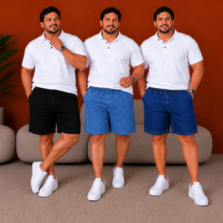 Kit 3 Peças Bermuda jogger Jeans Tamanhos Plus Size G1 ao G4