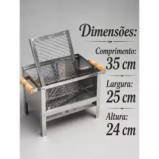 Mini Churrasqueira Portátil De Inox A Carvão Pequena