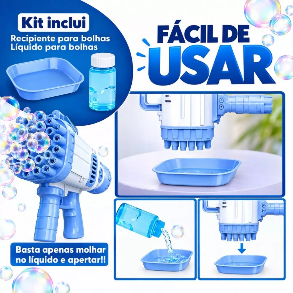 Detalhes da Bazuca Lança Bolhas