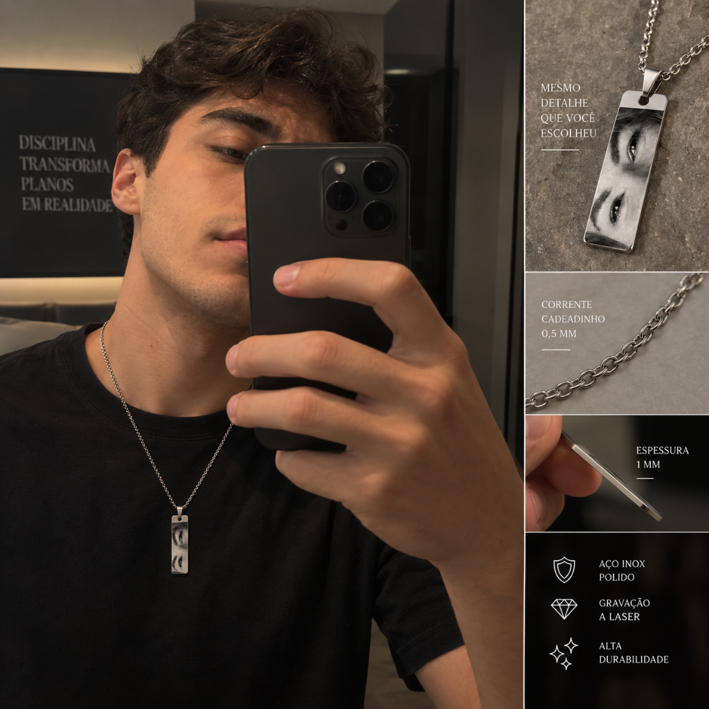 Colar personalizado com foto ou texto em aço inox — foto 2
