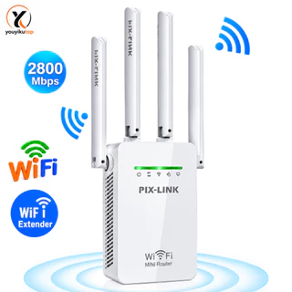 Repetidor e Roteador Wi-Fi 2800Mbps 4 Antenas Amplificador de Sinal LJQ-001