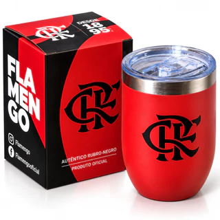 Copo Térmico Inox Com Tampa Do Flamengo 360ml Vermelho Aço Inoxidável Presente