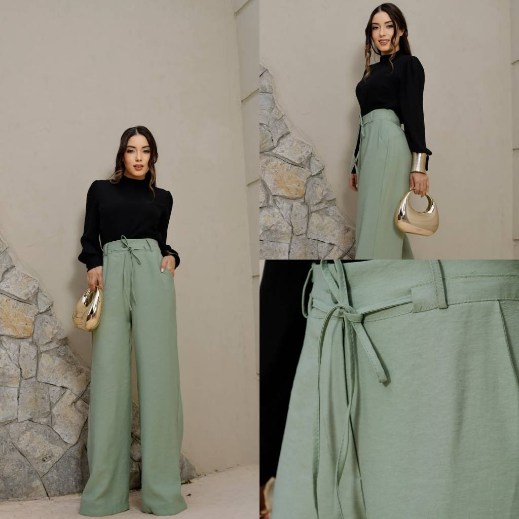 Calça  Pantalona SocialFeminino Sensorial Marrant Cintura Alta PerfeitaTendencia 2027 Com  Ziper E Botão