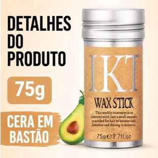 Cera em Bastão para Cabelo Wax Stick IKT 75g Anti Frizz Modelador Fixador para Fios Rebeldes