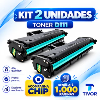 Kit 2 Toner Compatível Preto para Impressoras Samsung MLT-D101/MLT-D111 com Rendimento Alto