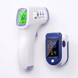 Kit Essencial Para Família Termômetro Laser Para Febre e Bebê + Oxímetro Dedo Digital Preciso