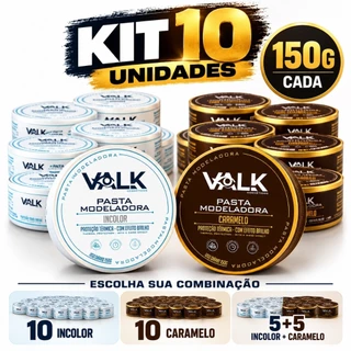 Kit 10 Pomadas Modeladoras Valk 150g Alta Fixação Incolor ou Caramelo
