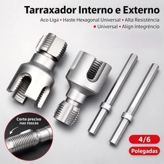 kit 2 Abridores de Roscas Interna e Externa em Tubos de PVC 1/2 3/4 com Encaixe Parafusadeira