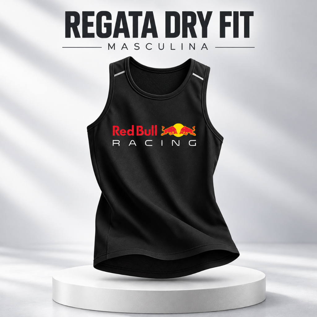 Regata Red Bull Racing Dry Fit Masculina Esportiva Academia Musculação Treino Corrida