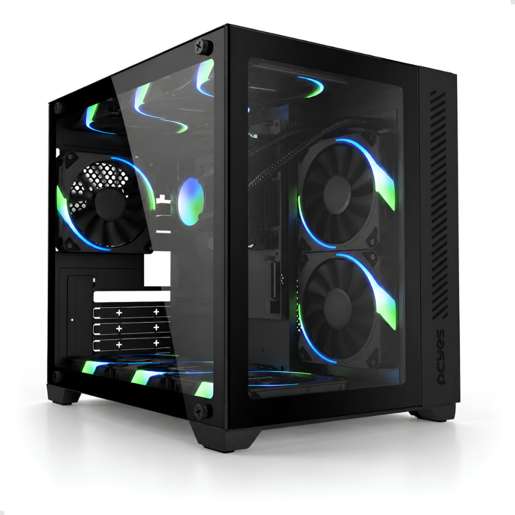 Gabinete Gamer Aquário Pcyes Espaçoso Mid Tower Micro ATX Preto Suporte ...