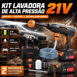 Lavadora de Alta Pressão Portátil Recarregável,6 EM 1 Modos de Jato de Água,Mangueira de 5m, Limpeza para Carro e Jardim
