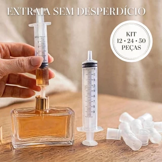 Kit Decant Completo 12/24/50 Pçs Seringa e Adaptador Atomizador de Porta Perfume Recarregável