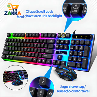 Kit Teclado Semi Mecânico + Mouse Gamer 3200dpi Rgb Led -H8
