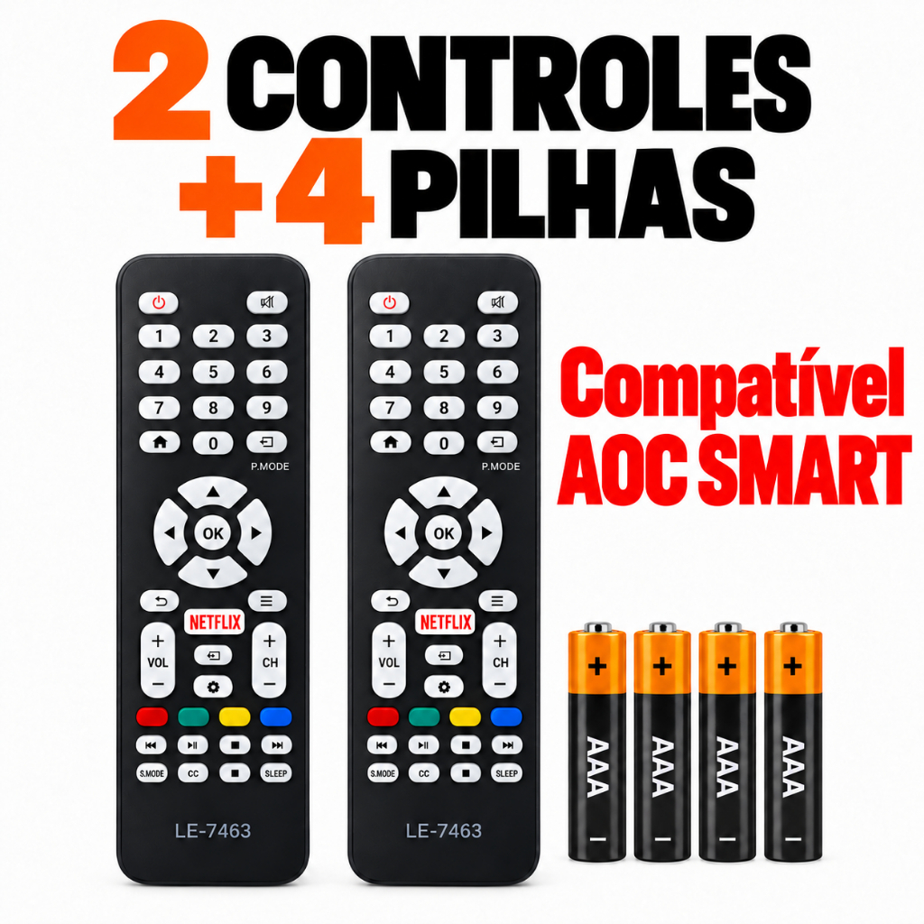 Controle Remoto Para Tv Aoc Com Botão Netflix Led Smart Novo SKY-8050 LE-7463 VC-A8203 MODELOS COMPATIVEIS