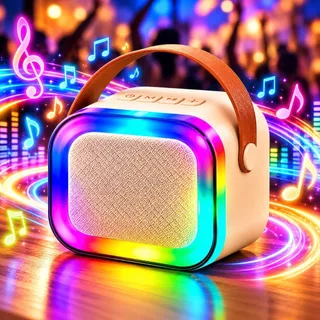 Caixa de Som Bluetooth Portátil RGB LED Colorida Recarregável com Alça com ou Sem Microfone